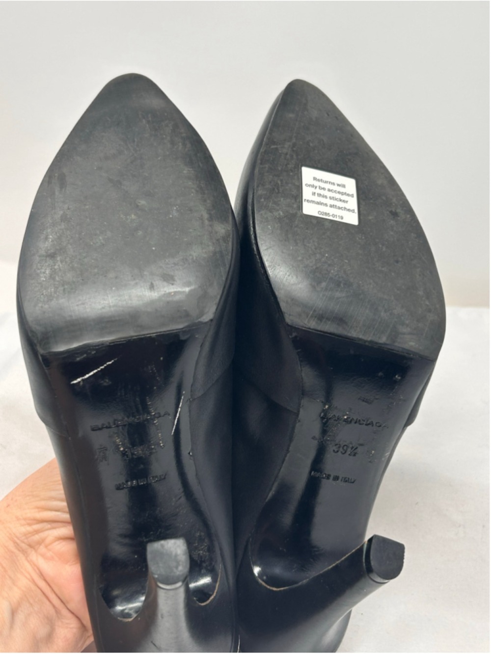 Balenciaga Leather Contrast Trim Pointed Toe Mule Heels EU 39.5 - Picture 7 of 10